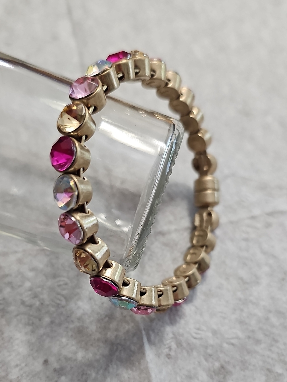 Gold-Tone Multi-Colored Crystal Plunder Bangle Bracelet